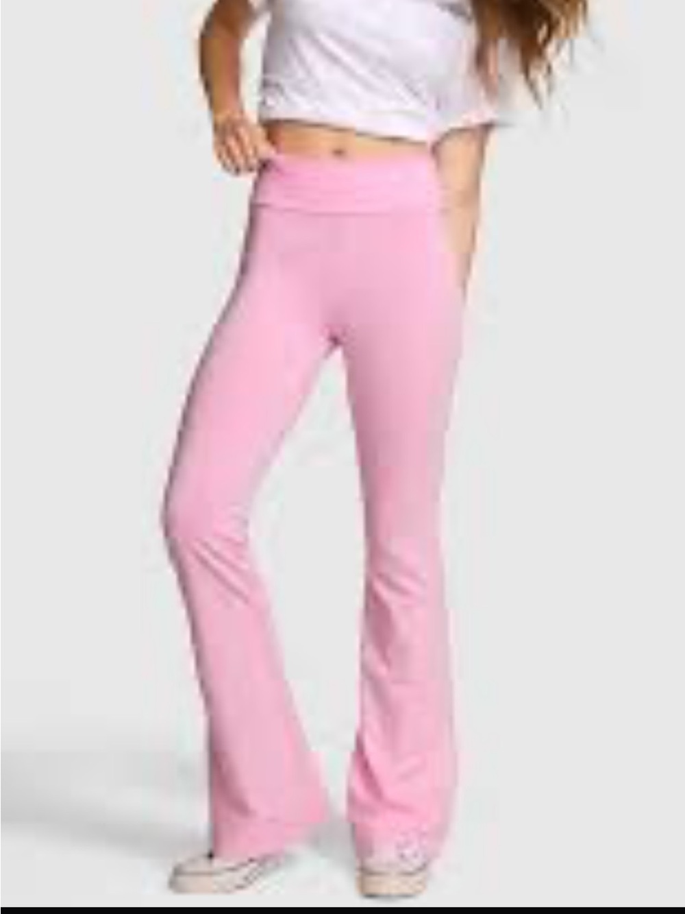 PINK X LOVESHACKFANCY COTTON FOLDOVER FLARE LEGGINGS X-Large